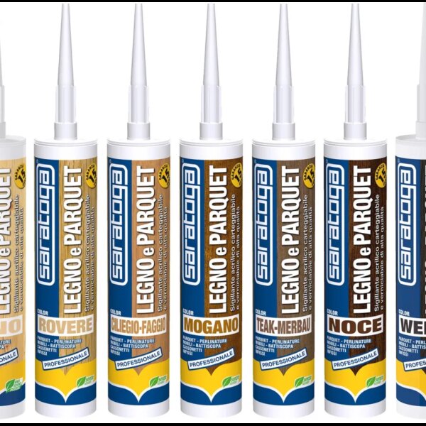 סיגלנט אקרילי לעץ ופרקט צבע ונגה 310 מ"ל - Saratoga Legno E Parquet Wenge – סיגלנט אקרילי מונו-קומפוננטי דורו-אלסטי במיוחד לאיטום פרקט ומשטחי עץ. ניתן לקרצוף