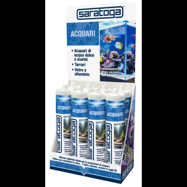 מחסנית סיליקון אקווריום Saratoga דגם 85.150.031 שקוף 280 גרם - סיליקון אצטי מקצועי לבניית אקווריומים עד 300 ליטר עם עמידות קיצונית