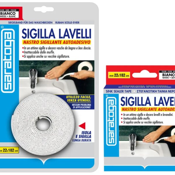 סרט איטום דביק לאמבטיה ומקלחת Saratoga מק"ט 57.416.001 מידות 22x335 ס"מ - עמיד בפני עובש עם הדבקה עצמית לאיטום מושלם של חיבורים בין קיר לאמבטיה