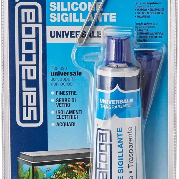 שפופרת סיליקון אקווריום Saratoga דגם 85.161.161 שקוף 60 מ"ל - סיליקון אצטי מקצועי עם עמידות קיצונית מ-60 עד 200 מעלות צלזיוס