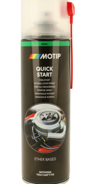 ספריי אתר התנעה מהיר MOTIP Quick Start דגם MO90405 מק"ט 11087 לפתרון בעיות התנעה במנועי בנזין ודיזל