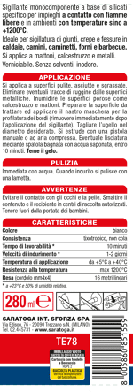 מסטיק עמיד חום SARATOGA דגם 85.156.001 לבן 280 מ"ל - עמידות לטמפרטורות קיצוניות עד 1200 מעלות צלזיוס לאיטום תנורים קמינים ומערכות חימום