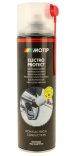 תרסיס מגן מגעי חשמל MOTIP Electro Protect דגם MO90108 מק"ט 11088 בנפח 500 מ"ל להגנה מתקדמת על מערכות חשמל מלחות וקורוזיה עם חדירה מעולה ועמידות במים ומלח