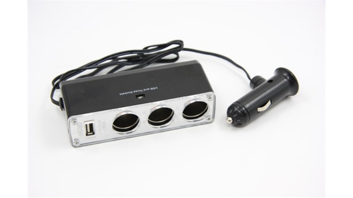 69afe8eedd30e9dbd31d24d8 מפצל מצית X3 + 2 USB + חוט – תמונה 1