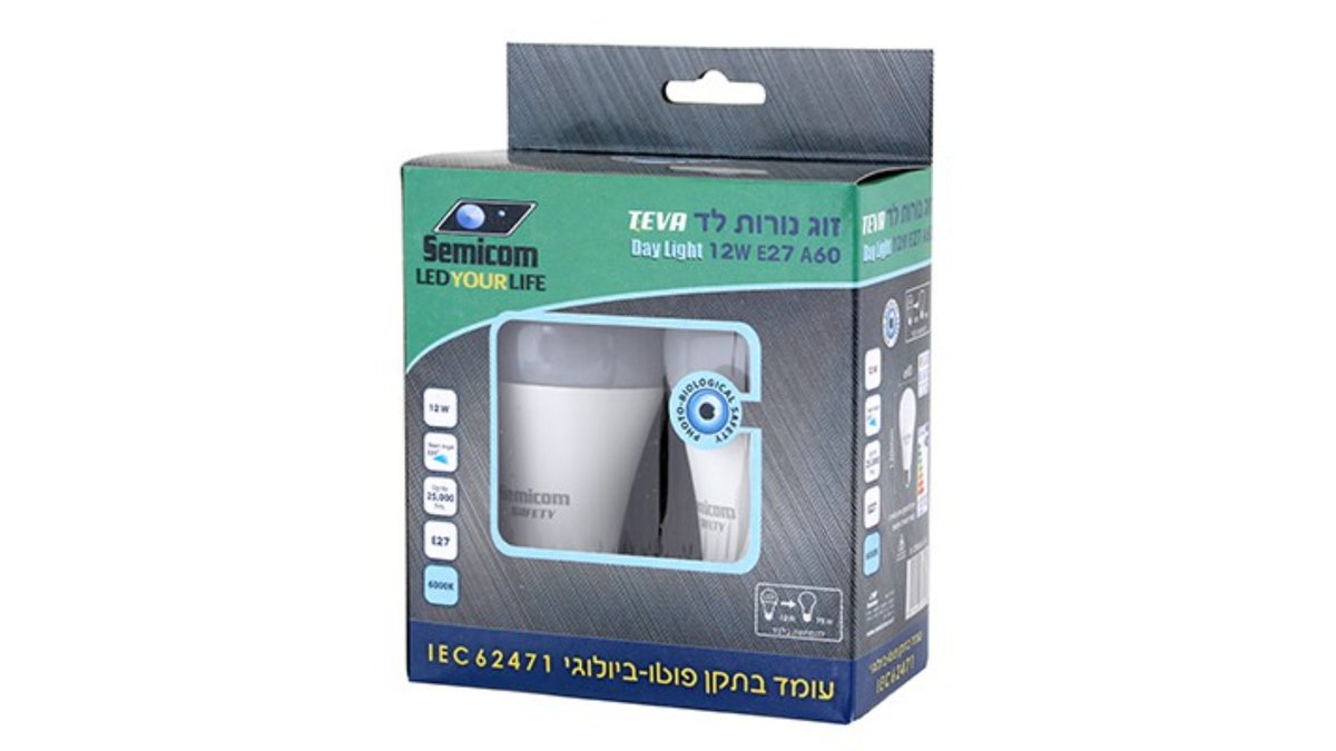 69afe971d5fdebcf7f68db6c זוג נורות לד DL 12W E27 A60 SAFETY – תמונה 1